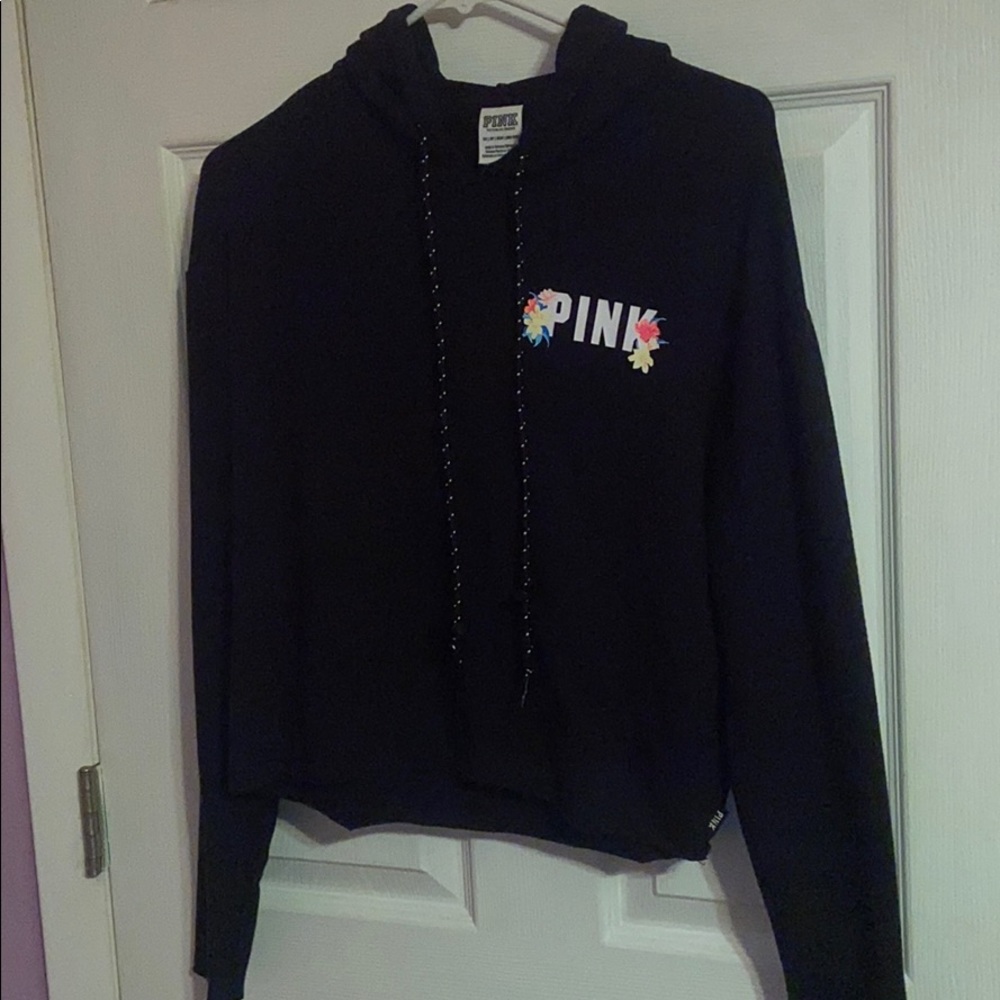 PINK cropped hoodie with cut out back